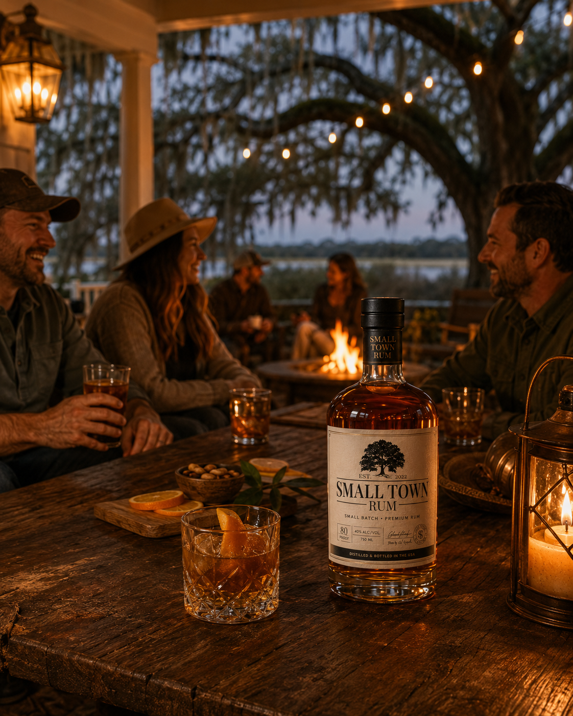 Small Town Rum served at an outdoor evening gathering