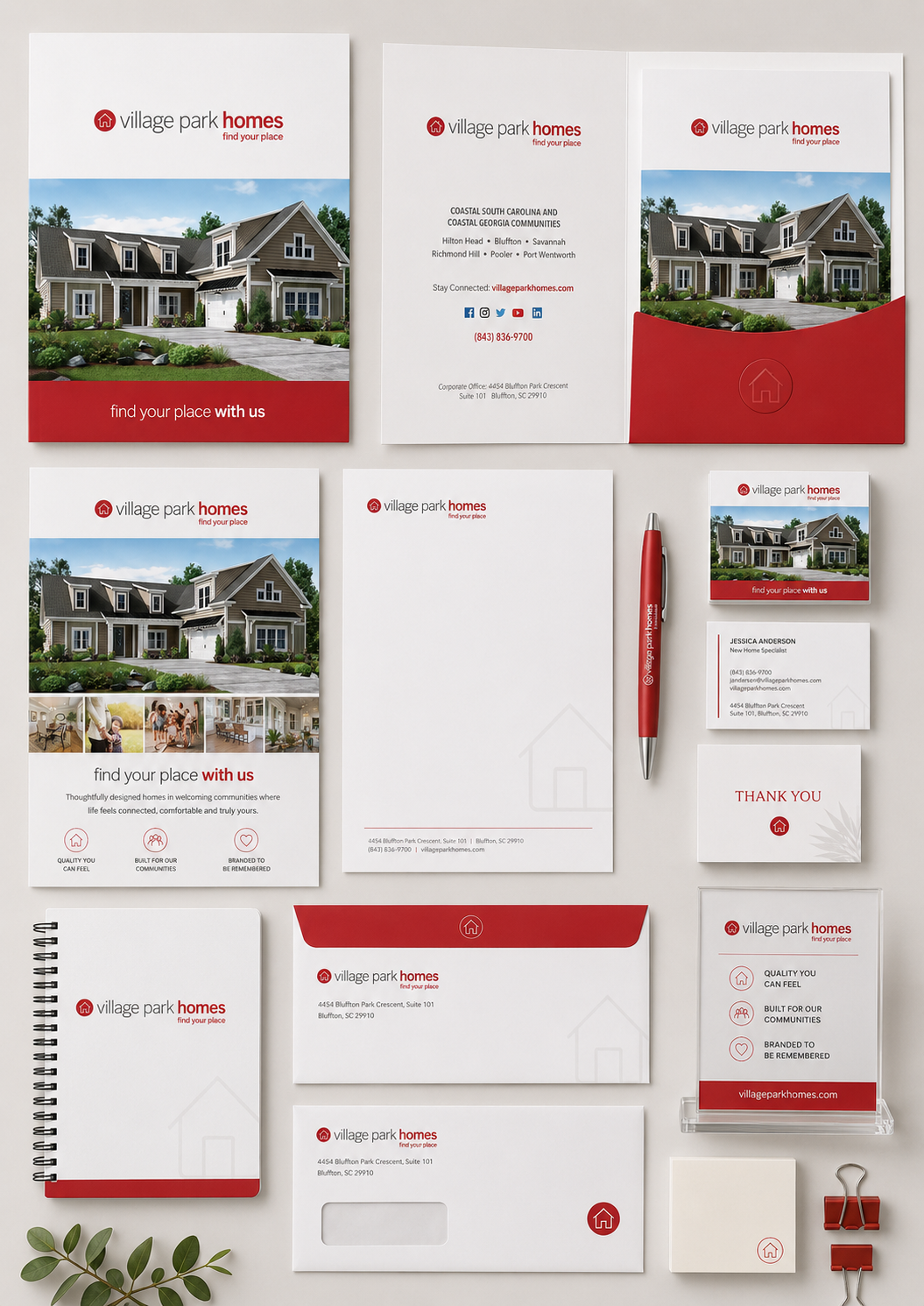 Village Park Homes branded stationery collection