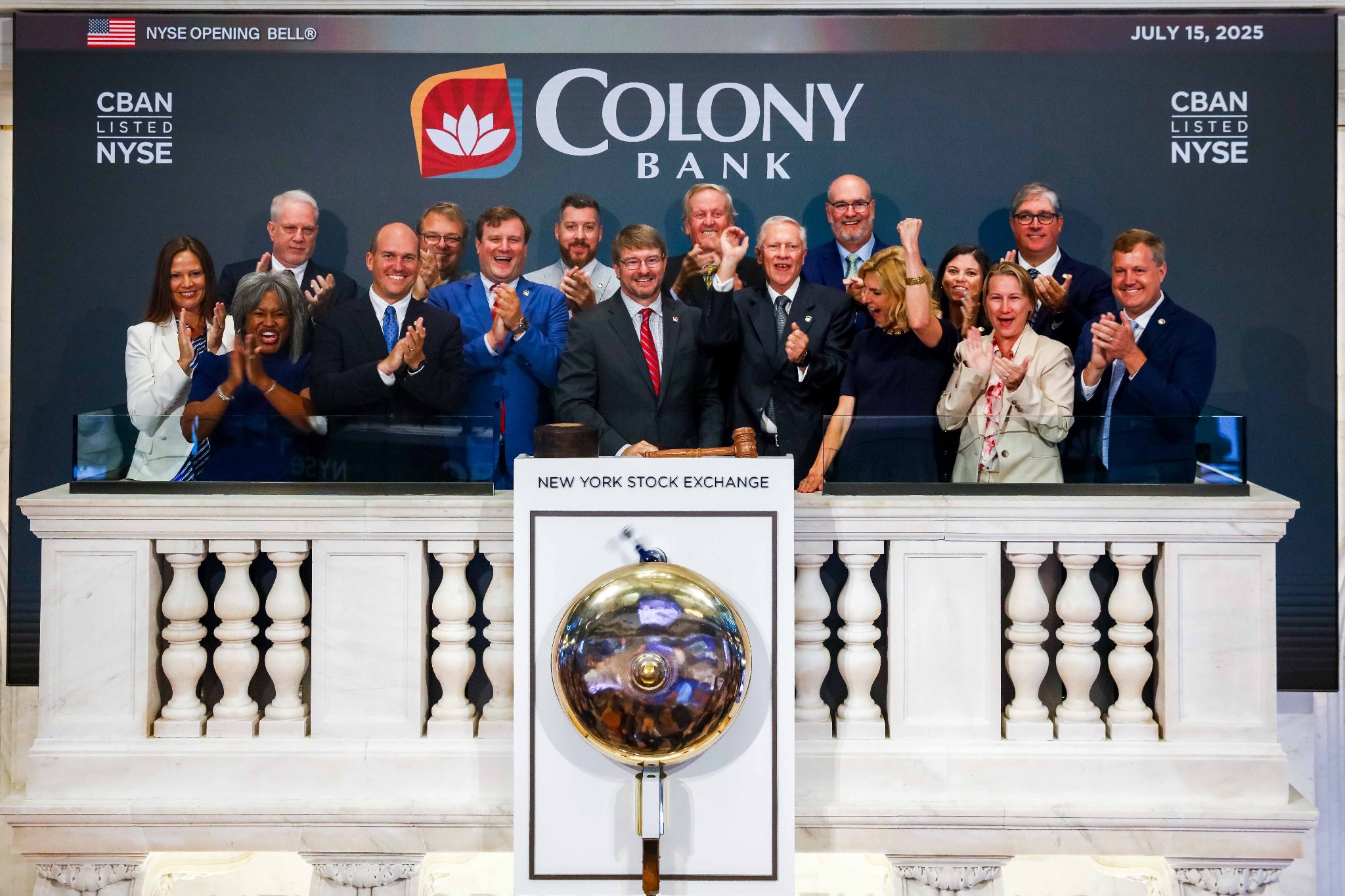 NYSE Opening Bell Ceremony — Colony Bank leadership at the dais