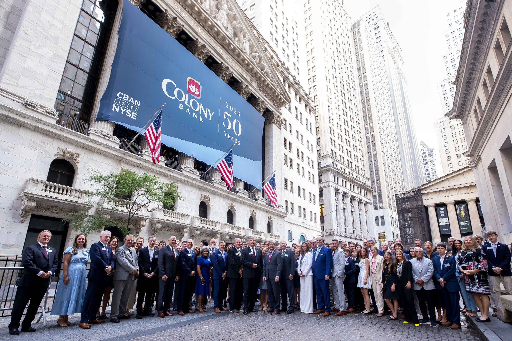 Colony Bank team outside the NYSE, July 15, 2025